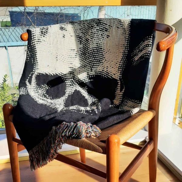 A pirate flag design as an interior throw